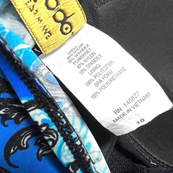 Robby Len One-Piece Swimsuit Blue Black Paisley Print Ruched Soft Cup Women's 10 - Picture 4 of 12